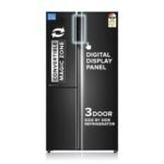 Haier SmartChoice 598L 3 Star 3-Door Side by Side Frost Free Refrigerator | Expert Inverter Technology | Digital Display Panel | Jumbo Ice Maker | Deo Fresh Technology (HRT-683GK, Graphite Black)