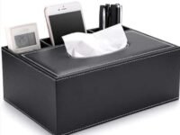 Handcuffs Desk Organiser Office Table Tissue Holder | PU Leather | Remote Stand | Storage Case | Stationery Box | Mobile | Phone | Pen | Pencil | Organizer (Black)
