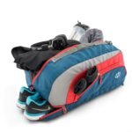 Harissons Jake 31L Water Resistant Duffel Gym Bag for Men & Women | Convertible Travel & Sports Backpack with Shoe Compartment & Easy Front Pocket Access (Navy & Red)