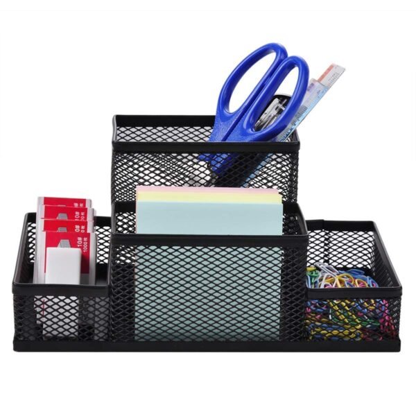 Homaxa Mesh Desk Organiser 4 Compartment Tidy Office Stationery Stand for Office Table Pen Pencil (Pack-1)