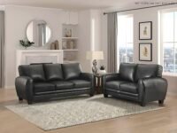 Homeify Adan Wooden 2+3 Seater Letherette Sofa for Living Room (Letherette,Black)