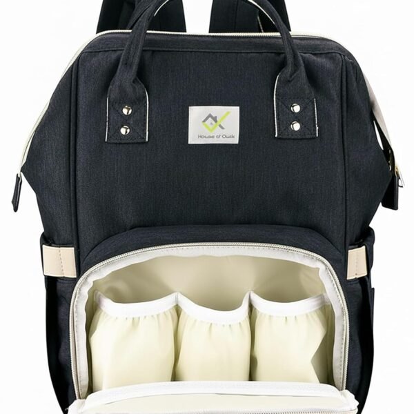 House of Quirk Baby Diaper Bag Maternity Backpack (Black)