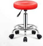 IYB® Adjustable Stool with Regal High Impact Nylon Black Wheels - Multi-Purpose Doctor/Kitchen/Office/Cafeteria/Bar Stool with Red Finish