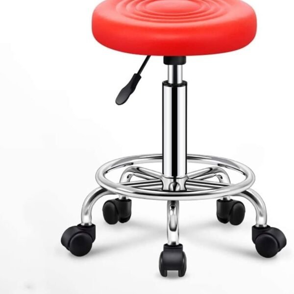 IYB® Adjustable Stool with Regal High Impact Nylon Black Wheels - Multi-Purpose Doctor/Kitchen/Office/Cafeteria/Bar Stool with Red Finish