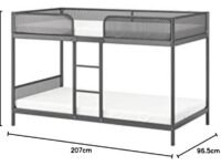 Ikea Tuffing Bunk Bed Frame, Dark Grey 90X200 Cm (35 3/8X78 3/4 Inch), (Base Material: Steel, Epoxy Polyester Powder Coating Fabric: 100 % Polyester) (Single, Painted Finish)