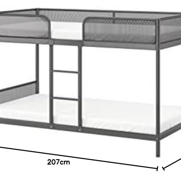 Ikea Tuffing Bunk Bed Frame, Dark Grey 90X200 Cm (35 3/8X78 3/4 Inch), (Base Material: Steel, Epoxy Polyester Powder Coating Fabric: 100 % Polyester) (Single, Painted Finish)