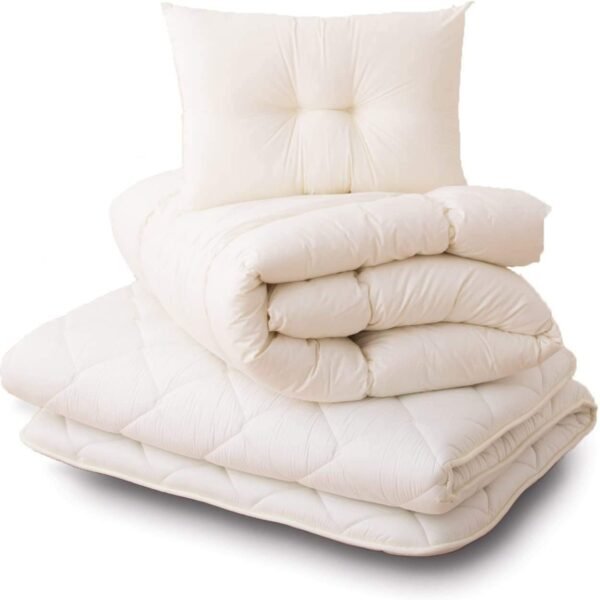 Indian Decor. Japanese Technology Cotton Futon Set (White, Single Size, 36 X 72 inches)