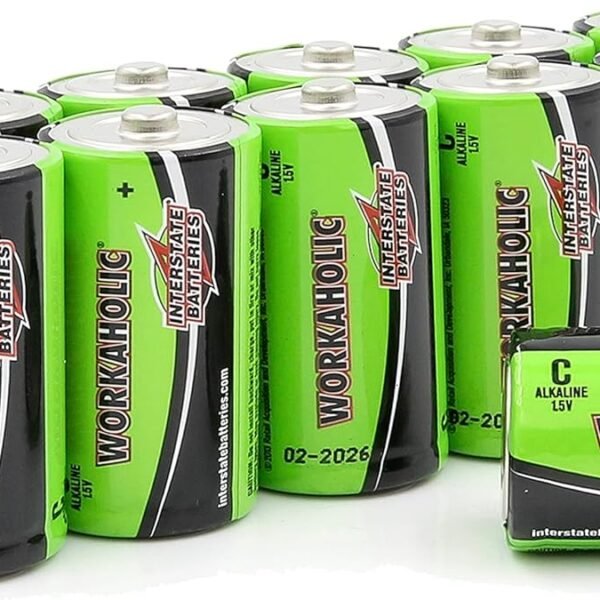 Interstate Batteries C Cell Alkaline Battery (12 Pack) All-Purpose 1.5V High Performance Batteries - Workaholic (DRY0080)