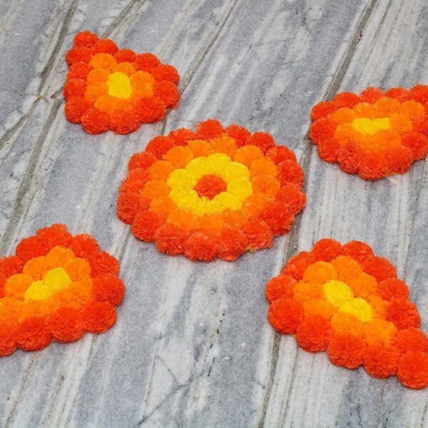 JH Gallery Handmade Artificial Flowers Rangoli Set, Decorative Floor Mats for Home & Pooja Room, Diwali Festive Home Decor, Floor Decoration Mats