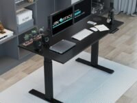 JIN OFFICE Titan Premium Dual Motor 3-Stage Electric Height Adjustable Desk| Sit Stand Table for Home| Standing Desk with 125Kg Wt. Cap, 3 Year Warranty| 3 Memory Presets| Black & Black| 1500 * 750mm