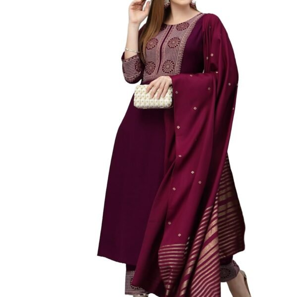 KLOSIA Women Viscose Embroidered Kurta And Pant Set With Dupatta, Kurta Set
