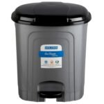 KOLORR Go clean 23 Litres Large Size Plastic Pedal Dustbin Trash Can/Garbage Waste Bin with Lid for Home, Kitchen, Office, Bathroom & Washroom – Silver