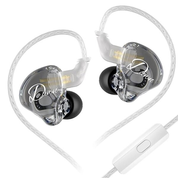 KZ Dawn in Ear Monitor Earphone with Mic, Super-Linear Dynamic Driver, Enhanced Soundstage IEM Earphones with Silver-Plated and OFC Cable Options (Siver Cable, Mic)