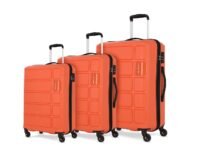 Kamiliant American Tourister Harrier | Trolley Bag Set of 3 (55+68+79cms) for Travel| Hard Case Polypropylene (PP) Suitcase | 360° 4-Wheel Luggage Trolley | Combination Lock | Carrot Orange