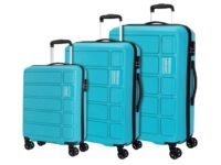 Kamiliant by American Tourister 3 Pc Harrier Edge 8W Set 56 Cm, 68 Cm & 78 Cm - Small, Medium & Large Polypropylene(PP) Hardside 8 Wheels Spinner Luggage Set/Trolley Bag Set (Light Blue)