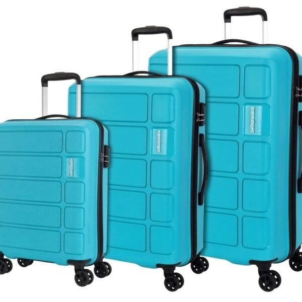 Kamiliant by American Tourister 3 Pc Harrier Edge 8W Set 56 Cm, 68 Cm & 78 Cm - Small, Medium & Large Polypropylene(PP) Hardside 8 Wheels Spinner Luggage Set/Trolley Bag Set (Light Blue)