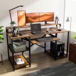 Klaxon Office Table for Home | Workstation Table Desk for Home Office | Computer Table for PC with Keyboard Tray (KB 150 CM-Forest Dark, Installation by us)