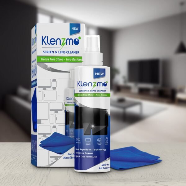 Klenzmo by Kleenest Screen & Camera Lens Cleaner Spray with Microfiber Cloth | Cleans Laptop, TV, Mobile, Display & Camera Lenses | 250 ml