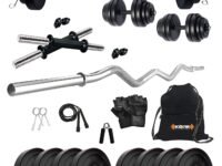 Kore K-Pvc 20Kg Combo 3 Leather Home Gym And Fitness Kit, Grey