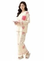 Korean Style Women’s Night Suit|| Cute Printed Pajama Set with Half Sleeve Top & Pants|| Soft Cotton Loungewear