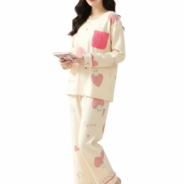 Korean Style Women’s Night Suit|| Cute Printed Pajama Set with Half Sleeve Top & Pants|| Soft Cotton Loungewear