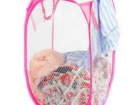 Kuber Industries Nylon Mesh Laundry Basket|Dirty Clothes Basket with Carry Handles|Foldable Pop-up Mesh Hamper (Multi)