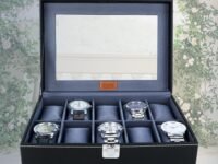 LEDO Leather Men'S And Women'S Watch Box Organizer Case In 10 Slots Of Watches In Black Color (Blackandgray)