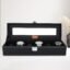 LEDO Watch Box Holder Organizer Case in 6 slots of Watches with Transparent Look Black color Velvet