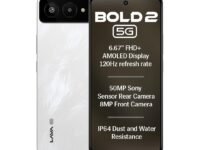Lava Bold 2 5G (Feather White, 6 GB RAM, 128 GB Storage) | 6.67" FHD+ AMOLED Display | MTK D7060 Processor | 50 MP Front Camera | LPDDR5 UFS 3.1 ROM | 5000 mAh | 33W Fast Charging