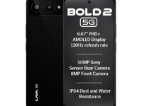Lava Bold 2 5G (Midnight Black, 6 GB RAM, 128 GB Storage) | 6.67" FHD+ AMOLED Display | MTK D7060 Processor | 50 MP Front Camera | LPDDR5 UFS 3.1 ROM | 5000 mAh | 33W Fast Charging