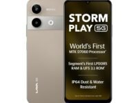 Lava Storm Play 5G (Dune Titanium, 6+6*GB RAM, 128GB Storage) | World's First MTK D7060 Processor | 500k+ Antutu | LPDDR5 RAM | UFS 3.1 Storage | 50MP AI Camera | 120Hz Refresh Rate | IP64 Protection