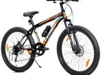 Leader Beast 26T Multispeed (21 Speed) Front Suspension & Dual Disc Brake, Ideal for 12 + Years, Adult,Mountain Bike,Black/Orange,Unisex-Adult,Front,16