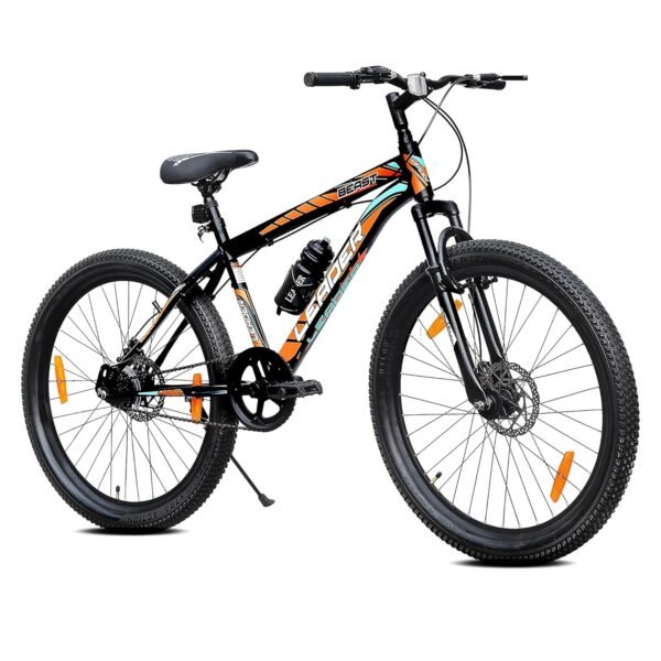 Leader Beast 27.5T Cycle for Men- Ultimate Adventure Bike with Front Suspension, Disc Brake, and Complete Accessories (Single Speed) Mountain Bike,MATT_Black_SEA Green,Womens,Front,19 inches