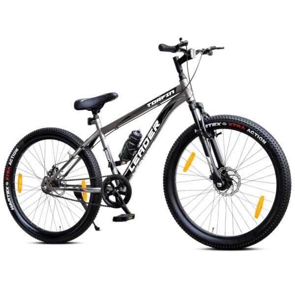 Leader TORFIN 26T City/Hybrid Cycle for Boys/Men with Dual Disc Brake and Front Suspension, Single Speed Without Gear - Ideal Cycle for Men of 10+ Years (Frame: 18 Inches) (26T, Grey)