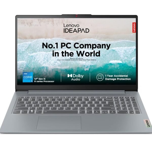 Lenovo IdeaPad Slim 3 12th Gen Intel Core i5-12450H 15.6 Inch (39.6cm) FHD Thin & Light Laptop (16GB/512GB SSD/Windows 11/Office Home 2024/3months Game Pass/Arctic Grey/1.62Kg), 83ER00MCIN
