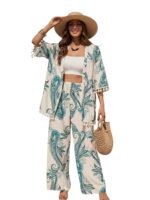 Leriya Fashion Co Ord Set for Women Stylish | Summer Travel Co-Ord Set Short Sleeve Shirt & Wide-Leg Pant | Paisley Printed Stylish Casual Outfit for Summer Cord for Women | Dress for Woman
