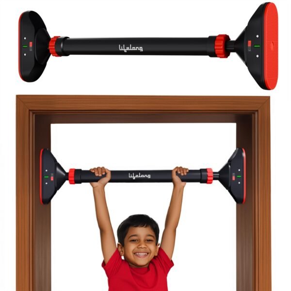 Lifelong Pull Up Bar for Home -Adjustable Rod 74cm to 97cm width, wall mounted without screws -Door Pull up bar to Increase Height -Exercise equipment for Home Gym - Chin up Bar weight capacity 200Kgs