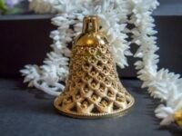 Little Blooms Golden Plastic Bells - Hanging Bells for Home Decoration, DIY Craft Bell for Decoration Hanging, Decoration Bell Set, Decorative Bells for DIY Craft & Festive Decor (Golden, 48)