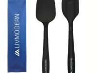 Livmodern Premium Big Silicone Spatula Set of 2-1 yr Brand Warranty, Heat Resistant, No fillers, FDA Certified, 1 Spatula & 1 Spoonula - Set of 2 Black