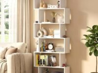 Lukzer 6-Layer S-Shape Ladder Bookshelf | Engineered Wood Open Display Rack | MR-002/White | Modern Bookcase for Living Room, Office & Study Room/Library | Home Storage Organizer (178x70x24 cm) DIY