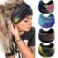 MAYCREATE® 4 Pack Wide Headband for Women, Stretchy Knotted Head Bands for Women, Polyester Tie-dye Print Hairband for Women Ladies, Stylish Hair Bands Yoga Sweatband Sports Head Wraps