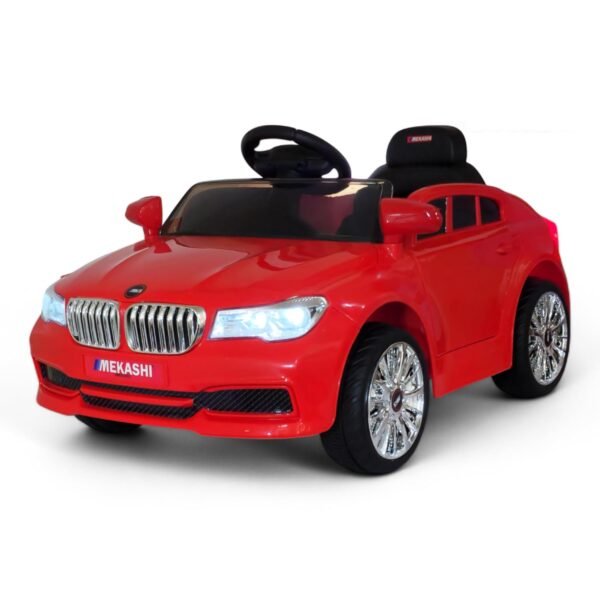 MEKASHI Electric Ride-On Car for Kids 1-4 Years, 12V Battery, Remote Control, 3 Speed, LED Lights, Bluetooth, Red
