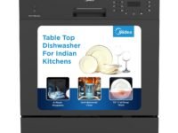 MIDEA 8 Place Setting Countertop Dishwasher (MDWTT0802D(B) IN, Black, 6 wash programs, Portable, anti-bacterial filter & Intensive 70 degree wash for Ultra Hygiene, 24 Hour Delay Timer)