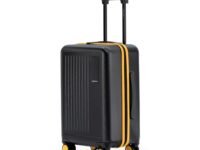 MOKOBARA Transit Cabin Luggage | 40 Liters Capacity & Durable Polycarbonate Hardshell | Silent Hinomoto Wheels & TSA Lock | Carry-On Suitcase for Travel | Black | Money Moves Sunray