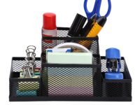 MeRaYo Metal Mesh Desktop Organizer Pen and Pencil Stationery Storage Holder for Home and Office Supplies (4 Compartment)