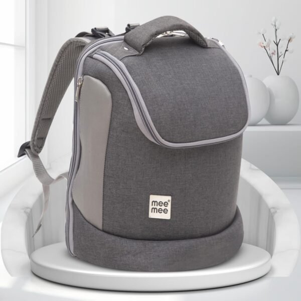 Mee Mee Nursing Diaper Bag (Grey) | Waterproof Travel Backpack with Adjustable Strap | Spacious & Stylish Mama Bag with 2 Bottle Pockets & Diaper Changing Mat | Organizer for All Baby Essentials