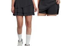 Mehrang Skirt with Shorts for Women's & Girl's Solid High Waist Flared Skater Short Mini 3 Layer Skirt