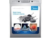 Midea 13 Place Settings Free Standing silver Dishwasher | 7 Wash Programs | LED Display | Power Wash | Wi-Fi Enabled with Midea SmartHome App | Self cleaning function | MDWPF1301F(SS)-WG