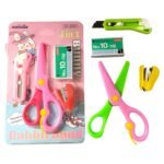Mini Office Stationery Set with Stapler, Scissors, Washi Tape, 400 Staples, Mixed Colours - 1 Set Random Colour Dispatched
