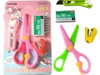 Mini Office Stationery Set with Stapler, Scissors, Washi Tape, 400 Staples, Mixed Colours - 1 Set Random Colour Dispatched